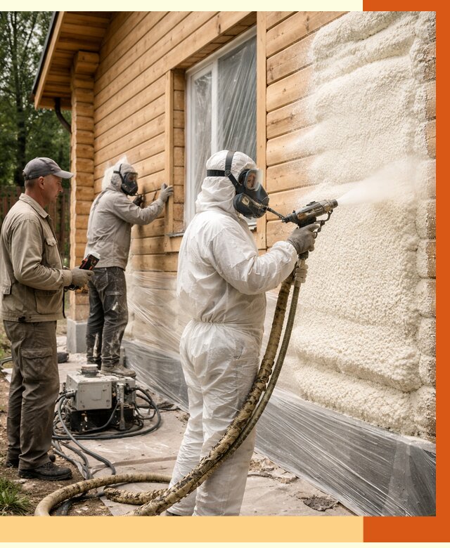 Утепление дома из бруса ППУ в Вольске от 3899 руб/м2 под ключ | ТепломастерВль