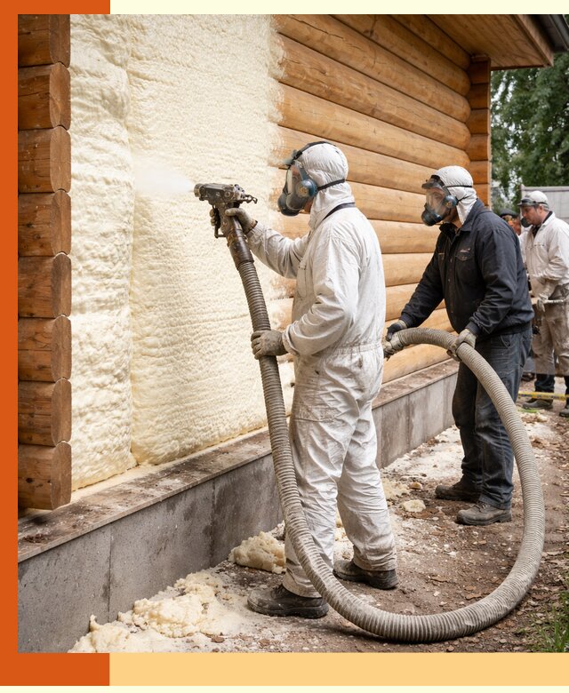 Утепление дома из бруса пенополиуретаном в Вольске