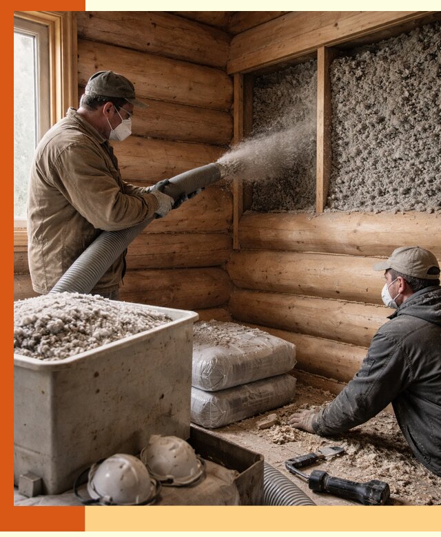 Утепление дома из бруса эковатой в Вольске