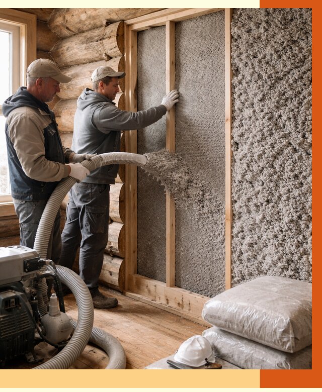 Утепление бревенчатого дома эковатой в Вольске от 2785 руб. | ТепломастерВль