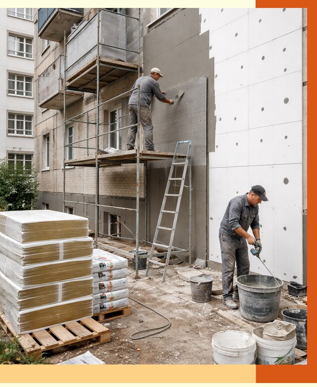 Утепление квартиры снаружи в Вольске от 6228 руб/м2 под ключ | ТепломастерВль