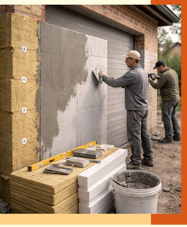 Утепление гаража снаружи в Вольске от 4253 руб. за м2 — наружное утепление под ключ | ТепломастерВль