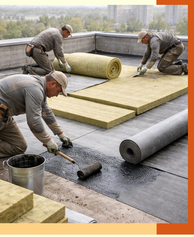 Утепление плоской крыши в Вольске от 7291 руб./м2 под ключ | ТепломастерВль