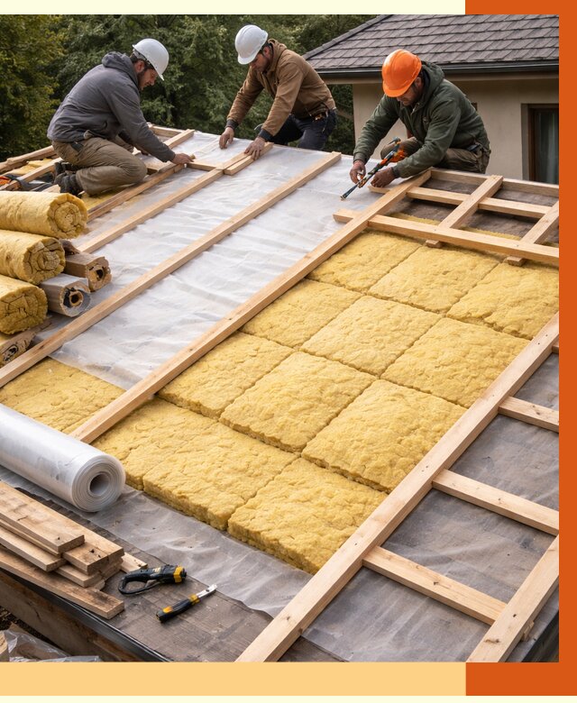 Утепление скатной крыши в Вольске от 1266 руб./м2 под ключ | ТепломастерВль