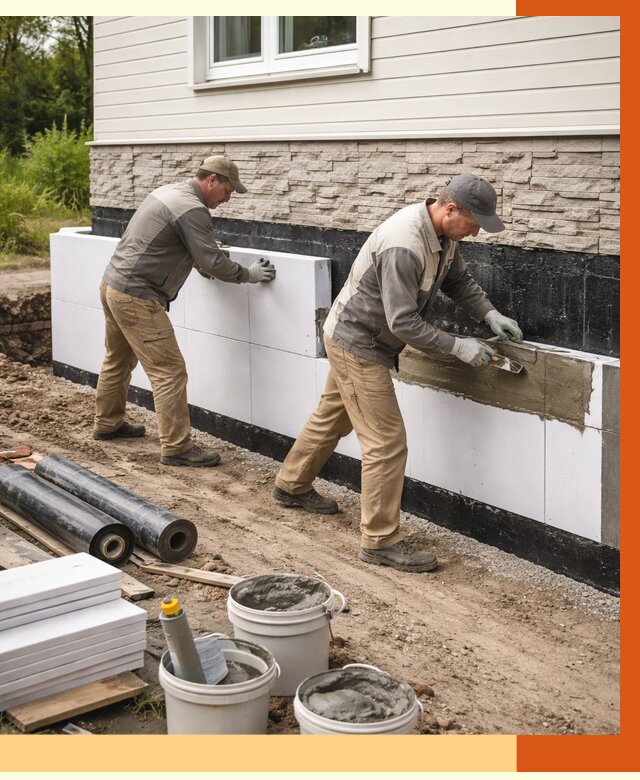 Утепление фундамента снаружи в Вольске от 4253 руб. за м² | ТепломастерВль