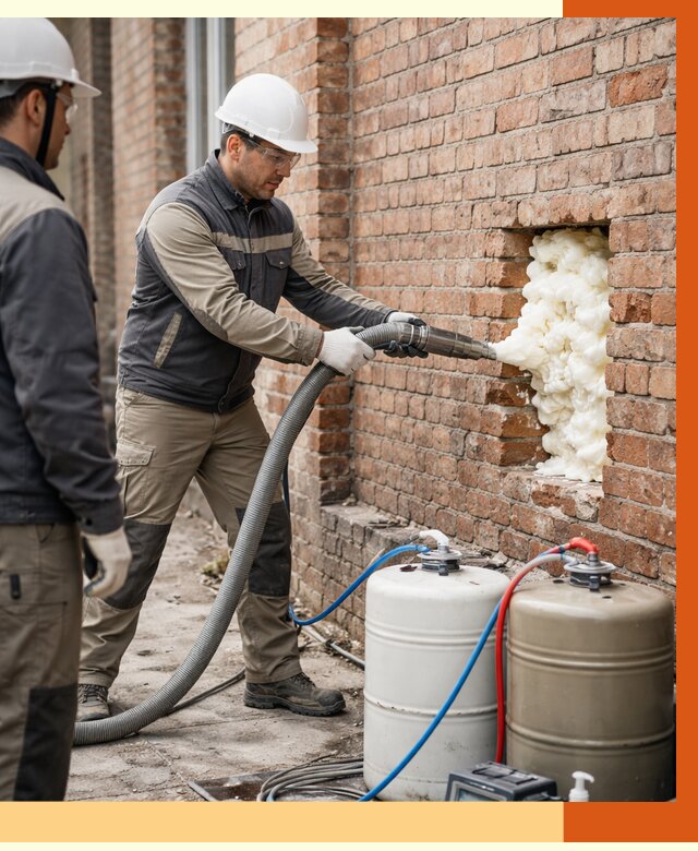 Заливка ППУ в пустоты кирпичной стены в Вольске от 2785 руб. | ТепломастерВль