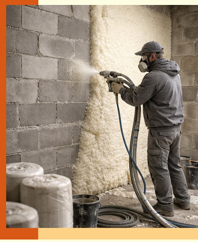 Утепление блочной стены ППУ в Вольске качественно и надёжно