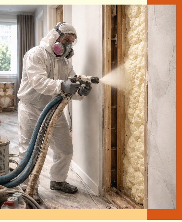 Межстеновое утепление ППУ в Вольске от 2785 руб/м2 — межстенное утепление под ключ | ТепломастерВль