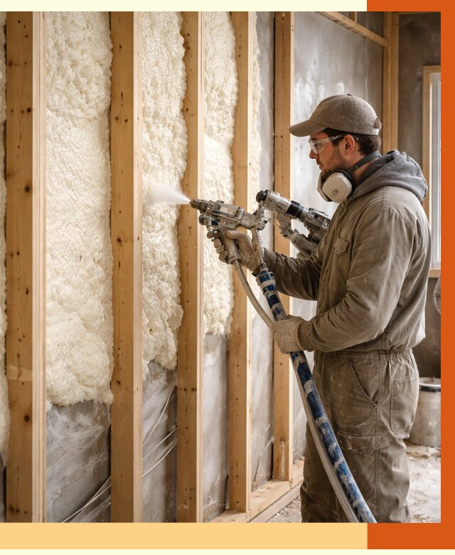 Утепление каркасной стены ППУ в Вольске от 4304 руб./м2 под ключ | ТепломастерВль