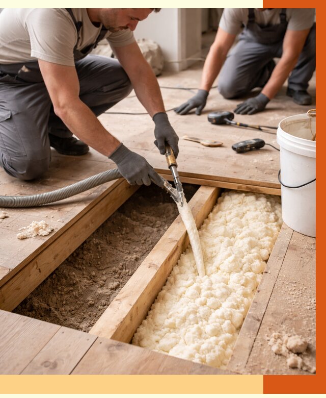 Заполнение пустот пола в Вольске от 2734 руб. — утепление пустот пола под ключ | ТепломастерВль