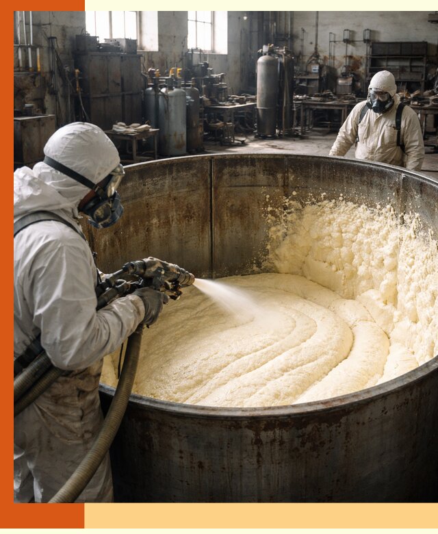 Заливка ппу в емкости с полной изоляцией и герметизацией в Вольске