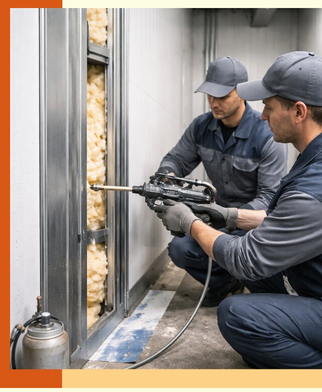 Заполнение пустот холодильных панелей в Вольске специализированной пеной