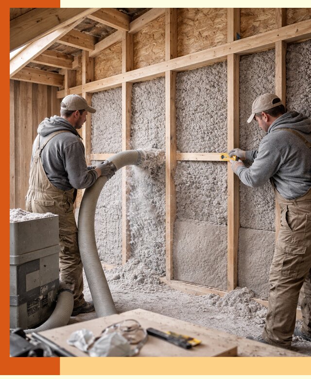 Утепление эковатой стен, потолков и перекрытий в Вольске