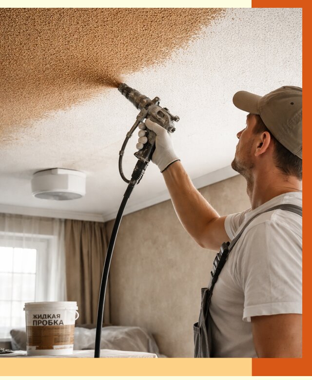 Утепление потолка жидкой пробкой в Вольске от 3544 руб. | ТепломастерВль