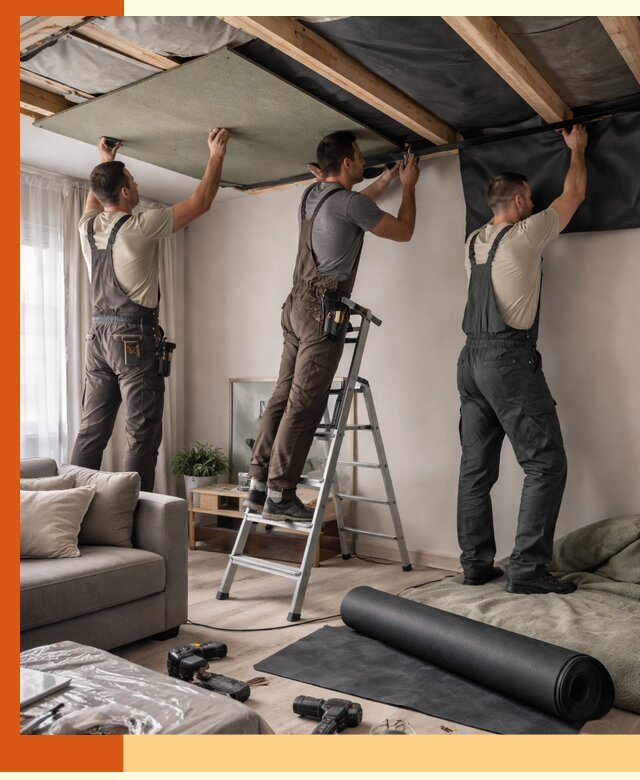 Шумоизоляция потолка в Вольске — профессиональное устранение шумов