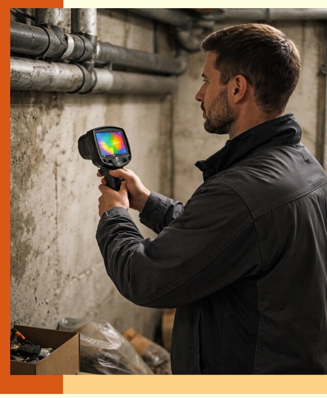 Тепловизионное обследование подвала в Вольске для поиска утечек тепла
